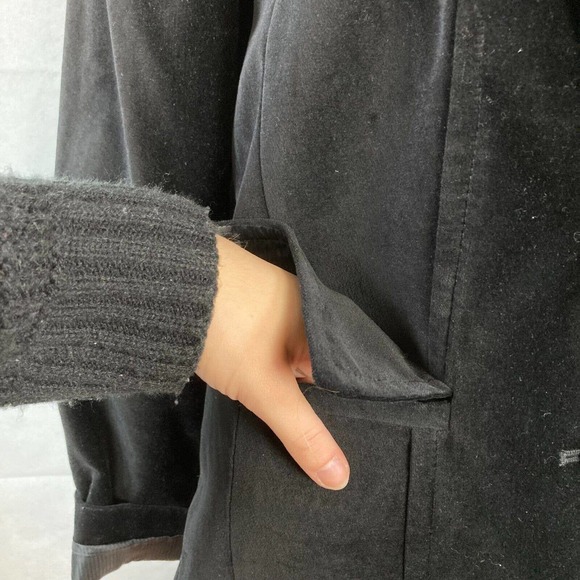 Coldwater Creek Blazer Jacket Womens Sz 8  Black Cotton Velvet Satin Trim Tuxedo - Picture 5 of 10